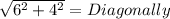 \sqrt{6^{2} +4^{2}} =Diagonally