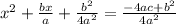 x^2 + \frac{bx}{a} + \frac{b^2}{4a^2} = \frac{-4ac+b^2}{4a^2}