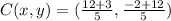 C(x,y) = (\frac{12 + 3 }{5},\frac{-2 + 12}5})