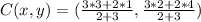 C(x,y) = (\frac{3 * 3 + 2 * 1}{2+3},\frac{3 *2 + 2 * 4}{2+3})
