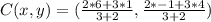 C(x,y) = (\frac{2 * 6 + 3 * 1}{3+2},\frac{2 *-1 + 3 * 4}{3+2})