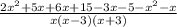 \frac{2 {x}^{2}  + 5x + 6x + 15 - 3x - 5 -  {x}^{2} - x }{x(x - 3)(x + 3)}