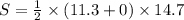 S = \frac{1}{2} \times (11.3 + 0) \times 14.7