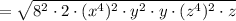 =\sqrt{8^2\cdot 2\cdot (x^4)^2\cdot y^{2}\cdot y\cdot (z^{4})^2\cdot z}