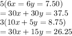 5(6x=6y=7.50)\\=30x+30y=37.5\\3(10x+5y=8.75)\\=30x+15y=26.25