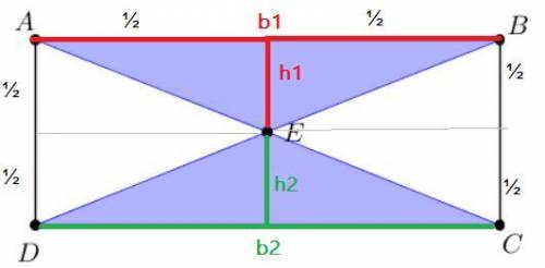 n rectangle ABCD, point E lies half way between sides AB and CD and halfway between sides AD and BC.