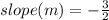slope (m) = -\frac{3}{2}