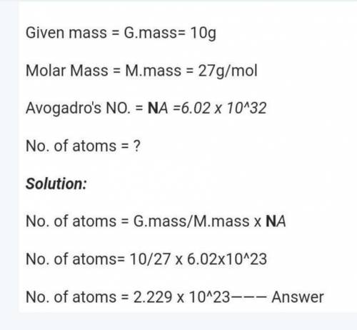 How many atoms are in 10g of Al