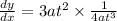 \frac{dy}{dx} = 3a {t}^{2}  \times  \frac{1}{4a {t}^{3} }