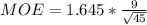 MOE  = 1.645*  \frac{ 9 }{\sqrt{45} }