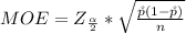 MOE  =  Z_{\frac{\alpha }{2} } *  \sqrt{ \frac{\r p ( 1 -  \r p )}{n } }