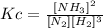 Kc=\frac{[NH_3]^2}{[N_2][H_2]^3}