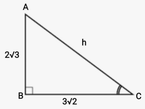if a right triangle has one side measuring 3√2 and another side measuring 2√3, what is the length of