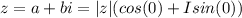 z = a + bi = |z| (cos ( 0 ) + I sin (0))