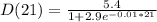 D(21) = \frac{5.4}{1+2.9e^{-0.01 * 21}}