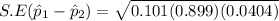 S.E(\hat p_1 - \hat p_2)= \sqrt{0.101(0.899)(0.0404)}