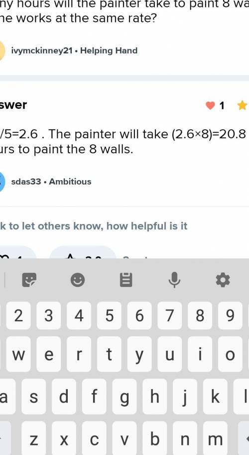 A painter takes hours to paint a wall. How many hours will the painter take to paint 8 walls if she