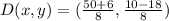 D(x,y) = (\frac{50 + 6}{8},\frac{10 - 18}{8})