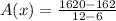 A(x) = \frac{1620 - 162}{12 - 6}