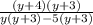 \frac{(y + 4)(y + 3)}{y(y + 3) - 5(y + 3)}