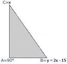 The measure of one of the small angles of a right triangle is 15 less than twice the measure of the