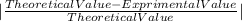 |\frac{Theoretical Value - Exprimental Value}{Theoretical Value}|