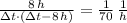 \frac{8\,h}{\Delta t \cdot (\Delta t-8\,h)} = \frac{1}{70}\,\frac{1}{h}