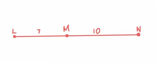 Point M is on line segment LN. Given LM=7 and MN=10, determine the length LN.