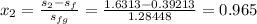 x_2=\frac{s_2-s_f}{s_{fg}}=\frac{1.6313-0.39213}{1.28448}=0.965
