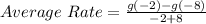 Average\ Rate = \frac{g(-2) - g(-8)}{-2 + 8}