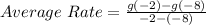 Average\ Rate = \frac{g(-2) - g(-8)}{-2 - (-8)}