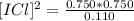 [ICl]^{2} =\frac{0.750*0.750}{0.110 }