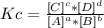 Kc=\frac{[C]^{c} *[D]^{d} }{[A]^{a}*[B]^{b}  }