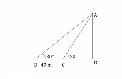 A surveyor wants to find the height of a hill. He determines that the angle of elevation to the top