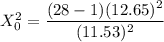 X_0^2 = \dfrac{(28-1)(12.65)^2}{(11.53)^2}