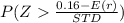 P ( Z  \frac{0.16- E(r)}{STD})