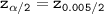 \mathtt {z_{\alpha/2} = z_{0.005/2} }