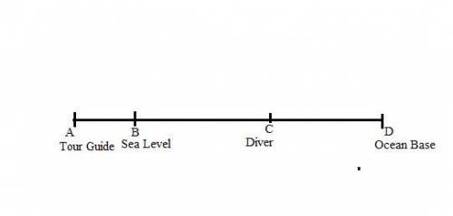 A tour group is going sea diving. Sea level is O feet. The ocean

floor is -18 feet. One diver is al
