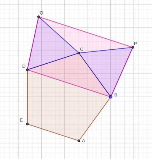 AB = 15, BC = 10, and CD= 7. Find the length DA.

451. Equilateral triangles BCP and CDQ are attache