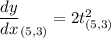 \dfrac{dy}{dx}_{  (5,3)}= 2t^2_{  (5,3)}