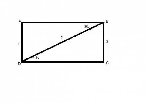 a diagonal of rectangle forms a 30 degree angle with each of the longer sides of the rectangle. if t