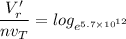 {\dfrac{V_r'}{nv_T}} =log_{e ^{5.7 \times 10^{12}}}