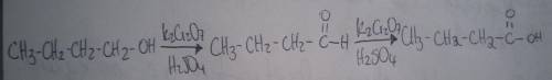 Consider the reaction of 1-butanol with K2Cr2O7, H2SO4, heat. Draw only the organic product derived