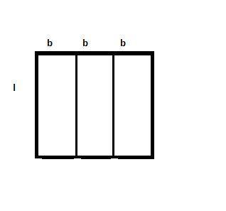 A square is divided into three congruent rectangles as shown at the right. Each of the three rectang