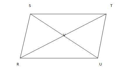 RSTU is a parallelogram. If m∠TSV = 31° and m∠SVT = 126°, explain how you can find the measure of ∠U