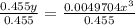 \frac{0.455y}{0.455} = \frac{0.0049704x^3}{0.455}