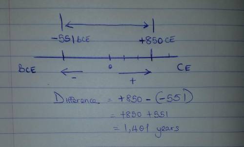 How many years are between 551 bce and 850 ce