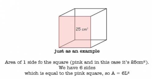 What is the surface area of a cube with a side length of > ? inche ?