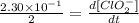 \frac{2.30\times 10^{-1}}{2}=\frac{d[ClO_2^{-}]}{dt}