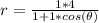 r =  \frac{1 *  4  }{ 1 + 1 * cos (\theta )}